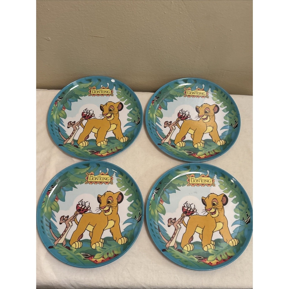 Vintage Disney Lion King Simba Timon Zak Designs 8in Melamine Plates Set of 4